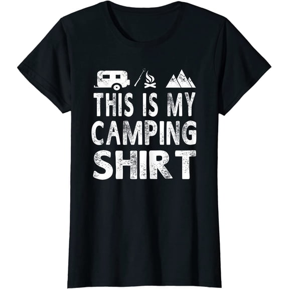 Women Tops This Is My Camping Shirt Funny Camper Gift Casual T-shirt