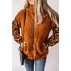 thumbnail image 4 of ABPHQTO Abrigo de mujer sherpa con cremallera y manga raglán de leopardo marrón, 4 of 5