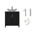 thumbnail image 5 of FULLWATT 30 Inches Bathroom Vanity in Black Finish with Glass Boat-Shaped Vessel Sink, Single Bathroom Vanity with Top, 2-Door Cabinet, 5 of 11