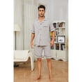 thumbnail image 3 of U2SKIIN Mens Pajama Set, Lightweight Button-up Short Pajama Set for Men(Light Grey, S), 3 of 5