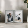 thumbnail image 5 of Afuly 4x6 Double Picture Frame with Real Glass Display Vertical 4 by 6 Photo,2-Opening Hinged Folding Frame for Tabletop or Wall,Gray Double Frames, 5 of 10