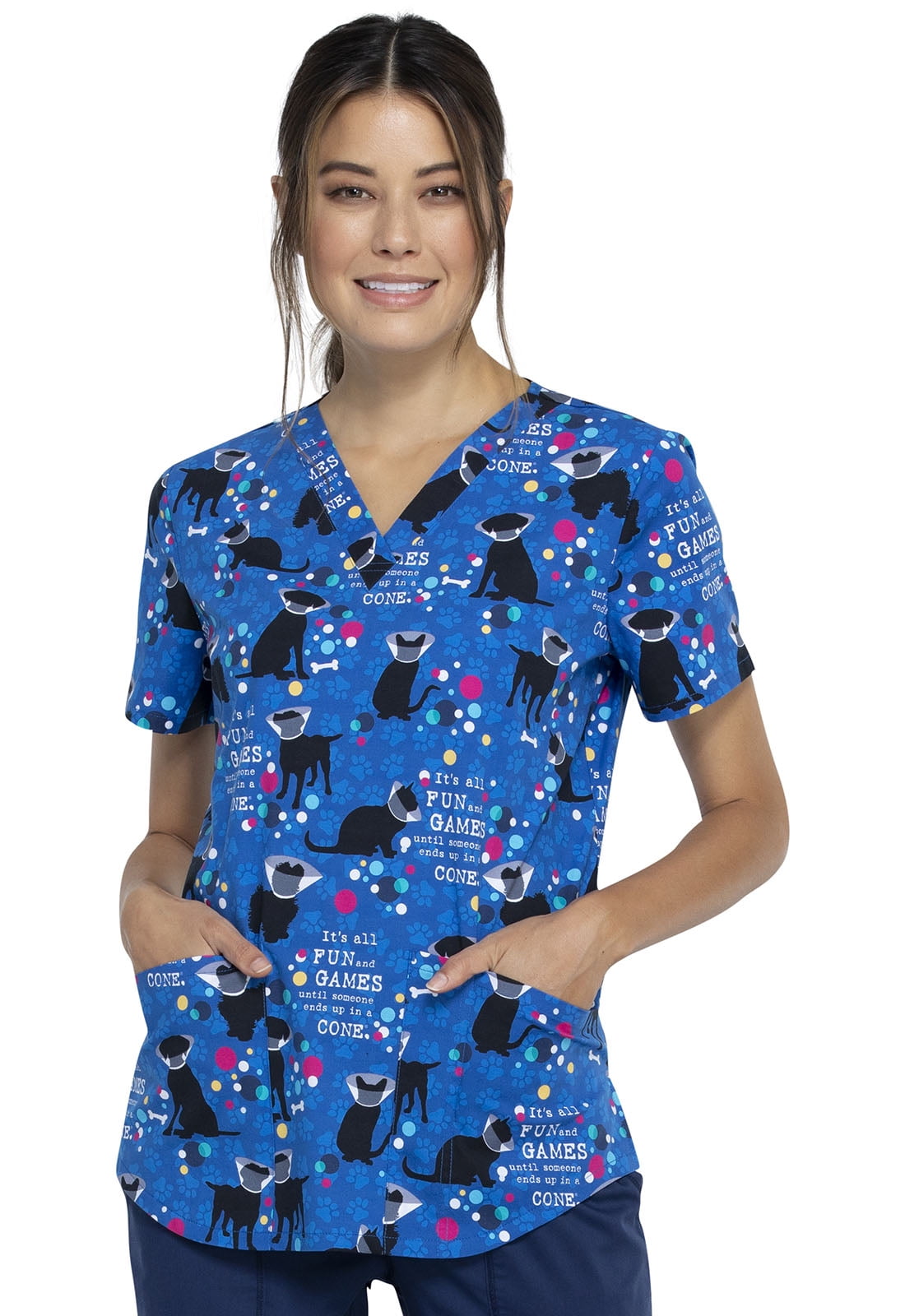 plus size printed scrub tops