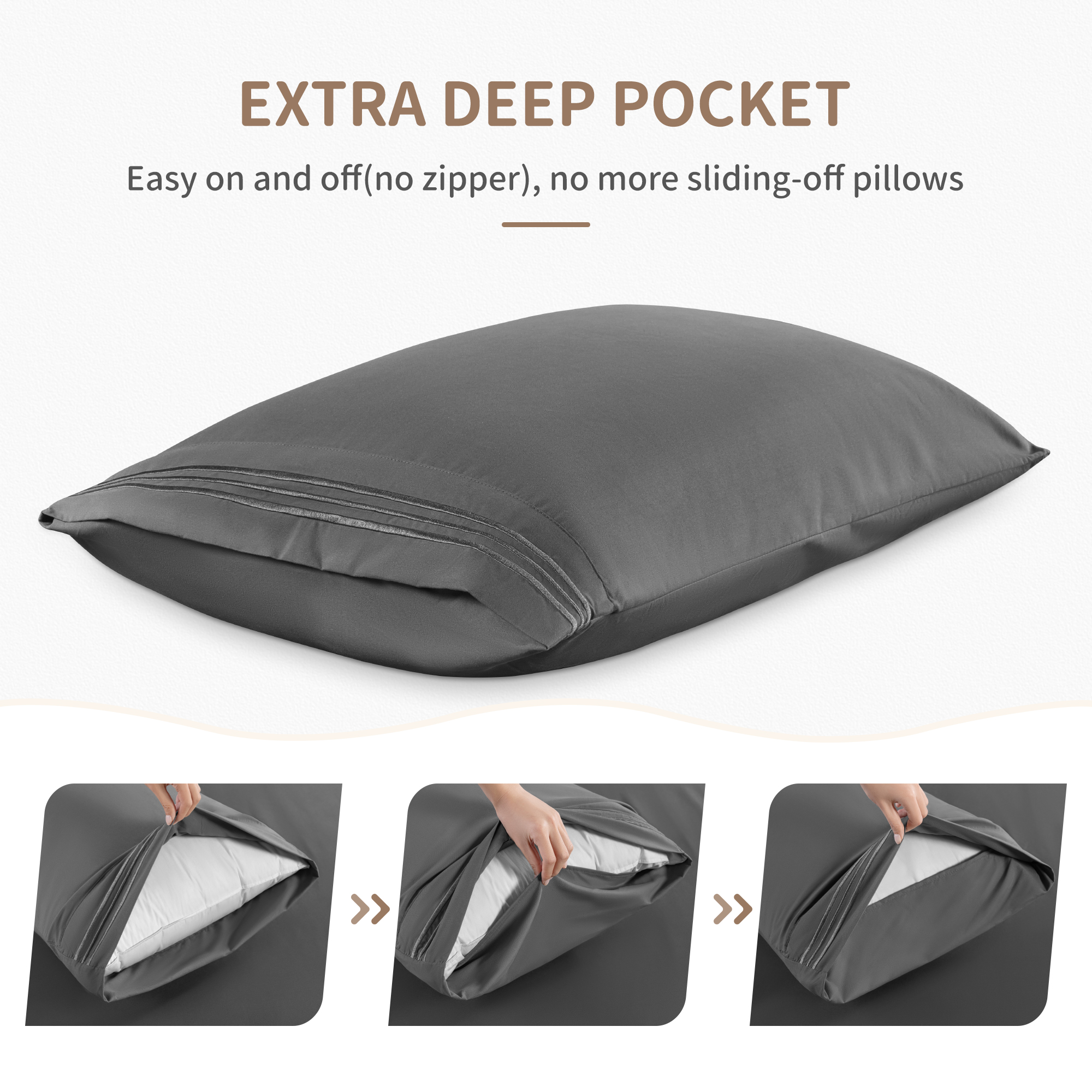 Sonoro Kate Queen Sheet Set, 6-Piece, Dark Gray Microfiber photo 2