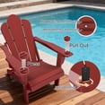 thumbnail image 3 of Tappio Folding Adirondack Chair Set of 2, All Weather HDPE Outdoor Patio Chairs with 3- Position Adjustable Backrest, Detachable Multifunctional Holders and Cup Holders, Fire Pit Chairs, Red, 3 of 8