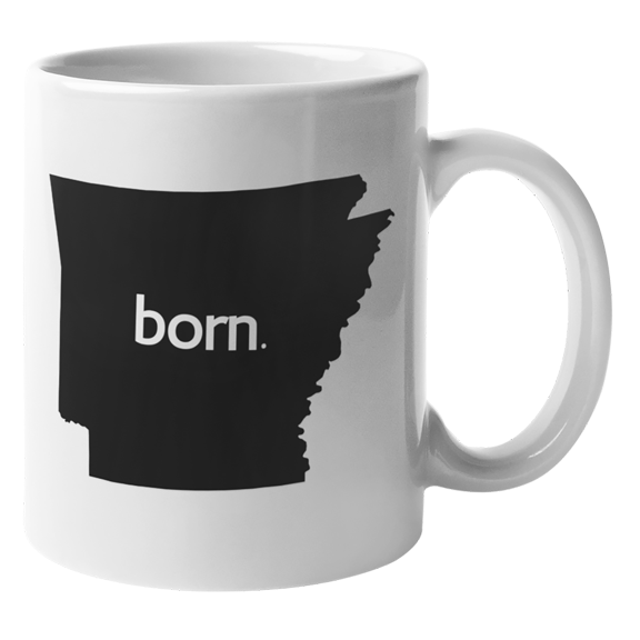Arkansas Born & AR USA State Map Outline, US Citizen Coffee & Tea Mug Cup (11oz)