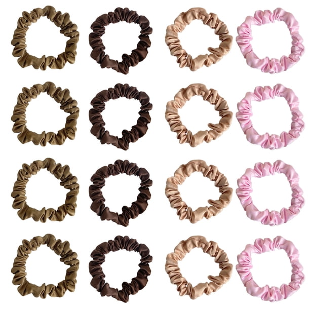 16 bandas elásticas de satén para el pelo, cómodas coleteros de seda, lazos para el pelo, cuerdas elásticas, soportes para cola de caballo para mujeres y niñas, accesorios para el cabello, regalo