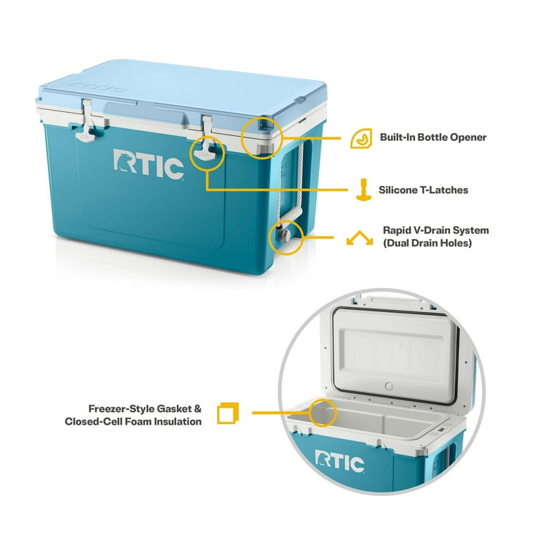 RTIC Ice Chest Cooler, 52 QT Ultra-Light Hard-Sided Cooler Fits 76