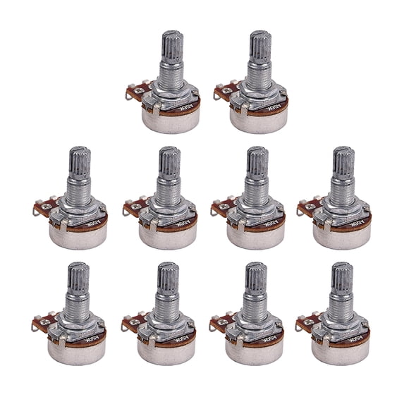 10 unids A50k tamaño completo Bass Pots potenciómetro largo estriado eje dividido Audio Taper bajo fricción para guitarra bajo