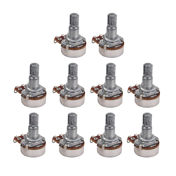10 unids A50k tamaño completo Bass Pots potenciómetro largo estriado eje dividido Audio Taper bajo fricción para guitarra bajo