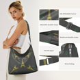 thumbnail image 5 of Shopping Bag for Women Office Workers Cute Fashion Reusable Shopping Bag with Zipper Tote Reusable Bags,Eiffel Tower Women's Retro Large Size Canvas Shoulder Bag Hobo Crossbody Handbag Casual Tote, 5 of 5