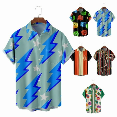 

Mens Beach Hawaii Shirts Regular Relaxed-Fit Clothes Plus Size Men