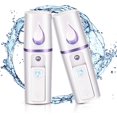 thumbnail image 1 of 2 Pieces Nano Facial Mister Portable Mini Face Mist Steamer Handy Mist Sprayer with Mirror Design Moisturizing and Hydrating for Eyelash Extension (White), 1 of 5