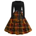 thumbnail image 2 of Womens Halloween Hepburn Dresses Ghost Skeleton Crew Neck Horror Hepburn Dresses Bat Castle Long Sleeve Funny Hepburn Dress, 2XL, 2 of 6