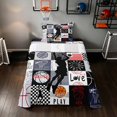 thumbnail image 2 of Manfei Boys Basketball Twin Sheets, Sport Plaid Bedding, Black Red 3-Piece(1 Flat Sheet, 1 Fitted Sheet and 1 Pillowcase), 2 of 6
