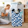 thumbnail image 5 of Yayeee Freestanding Laundry Hamper with Handle Collapsible Large Storage Basket for Clothes, Blue and Gray Plaid Pattern, 5 of 7