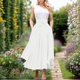 thumbnail image 4 of XIAOCHA Womens Bow Belted Skirt Flared A Line Pocketed Asymmetrical High Waisted Maxi Skirt Soft Elegant Work Skirts, 4 of 6