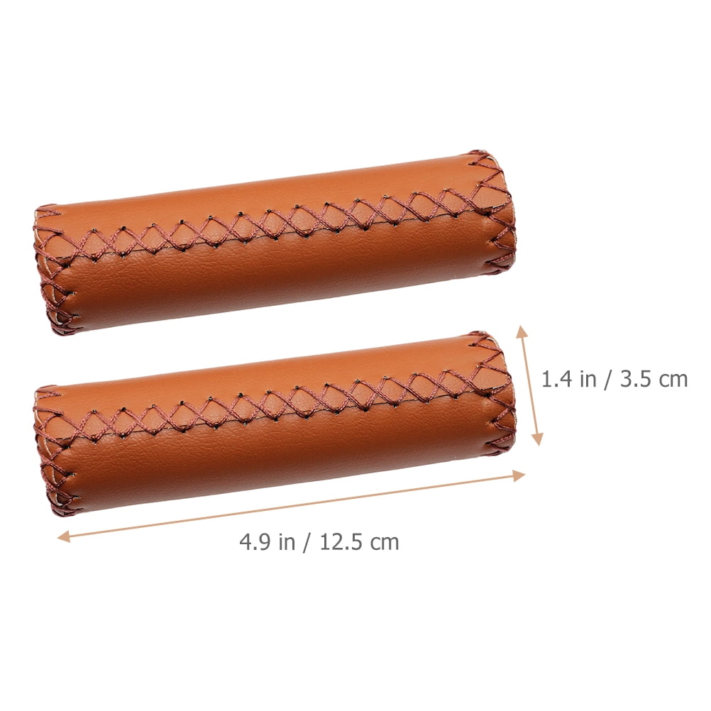 1Pair PU Leather and Rubber Beach Cruiser Mountain Bike Handlebar Grips Light Brown Walmart