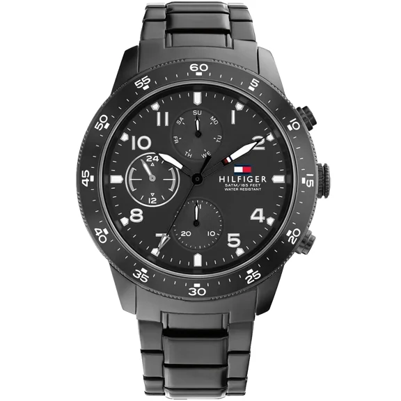 Tommy Hilfiger Chronograph 1791951 Black Dial Black Bracelet 44MM Mens Watch