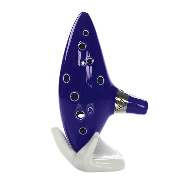 Ocarina de porcelana de 12 agujeros en C alto con soporte, caja de regalo, cordón, mini instrumento de viento para principiantes
