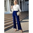thumbnail image 6 of Women'S Velvet Elastic Waist Flare Leg Palazzo Long Pants Trousers Bell Bottom Casual Streetwear Trousers Blue XL, 6 of 9
