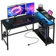 thumbnail image 1 of Bestier 52" Gaming Desk with LED Lights L Shaped Desk with Power Outlet & Monitor Stand Corner Computer Desk in Carbon Fiber, 1 of 9