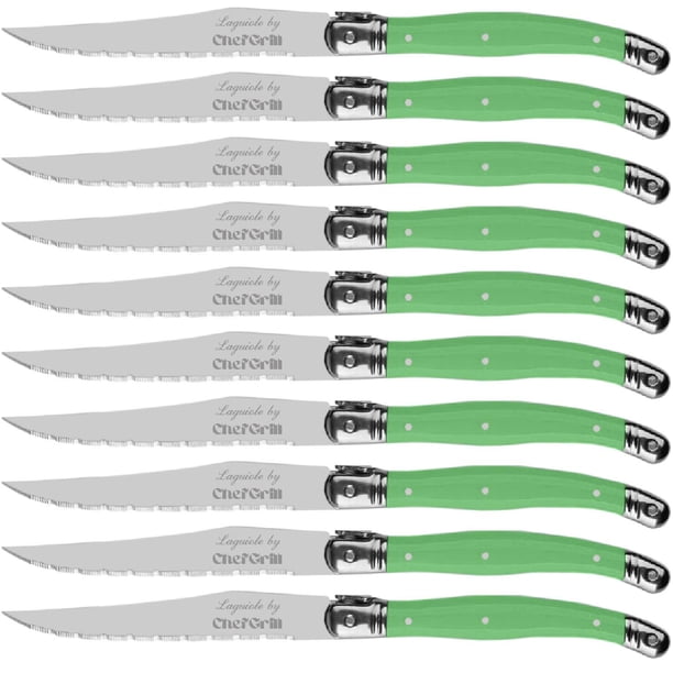 Cuchillos Fabricado en Plástico ABS LaguioleGreen 10 pzas 23 cm Verde Acero Inoxidable Cuchillo para carne.