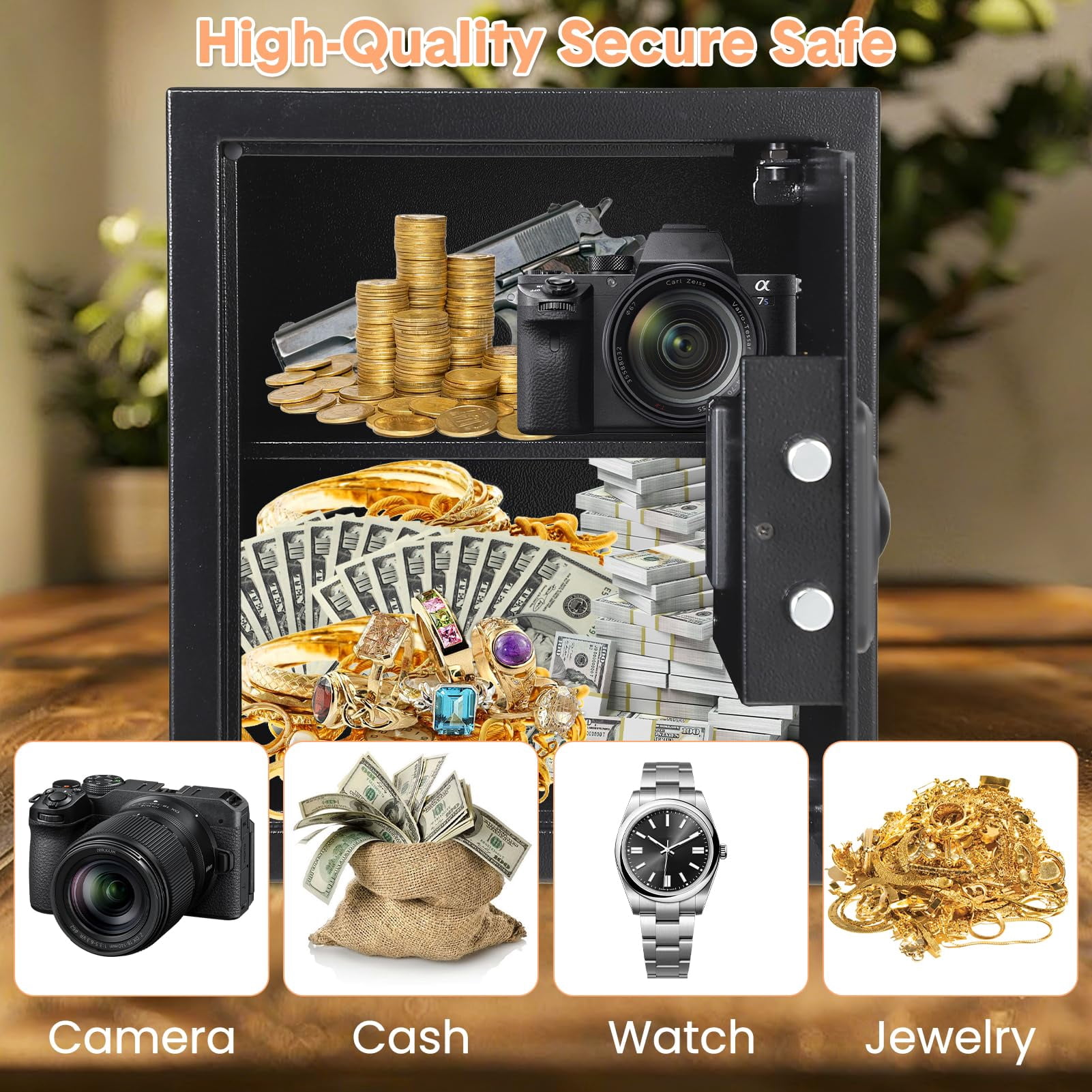 Digital Keypad Safe Box for Home with Fireproof Bag, Heavy Duty Steel Security Safe with Spare Keys & Multiple Size Options (9.8" to 31.5"), Money Safe for Cash Jewelry Documents - Wall Mountable