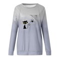 thumbnail image 1 of Sudadera de cuello redondo de Color degradado con estampado de araña y gato divertido de Halloween para mujer, Top de manga larga Fridja fjkfkj716, 1 of 4