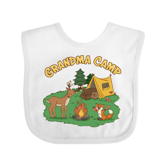 Inktastic Grandma Camp With Camping Animals Boys or Girls Baby Bib