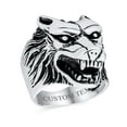 thumbnail image 5 of Bling Jewelry Mens Hunter Animal Norse Viking Warrior Signet Fierce Wolf Head Ring Oxidized .925 Sterling Silver, 5 of 5