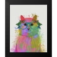 thumbnail image 2 of Fab Funky 20x24 Black Modern Framed Museum Art Print Titled - Rainbow Splash Cat 3, Portrait, 2 of 5