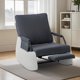 thumbnail image 1 of Forrado nursery rocking chair con high backrest, side pocket, y footrest - gliding iron frame, fácil montaje para sala de estar, dormitorio, y nursery (gris oscuro), 1 of 5
