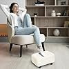 thumbnail image 5 of Small Foot Stool Ottoman Footstool with Legs Under Desk Footrest for Living Room Bedroom and Office, Soft Ivory White, 5 of 5