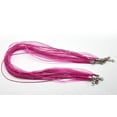 thumbnail image 2 of N032 - 15 pcs. Hot Pink Fuchsia Organza Ribbon Waxen Cord Necklaces with Lobster Clasp - 17 inch (43 cm) - Claw Clasps and Extender Chains!, 2 of 3