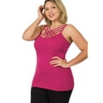 thumbnail image 2 of PacificPlex Womens Lattice Seamless Criss-Cross Cami Top, 1X/2X, Magenta, 2 of 4