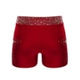thumbnail image 2 of Nyeemya Kids Girls Dance Shorts with Sparkly Rhinestones Stretch Gymnastics Shorts for Stage Performance Burgundy 16, 2 of 4