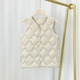 thumbnail image 2 of Htigea Quilted Sleeveless Jackets for Women Solid Casual Vest Lightweight Fall Winter Warm Tops with Pockets Beige XXXXL, 2 of 4