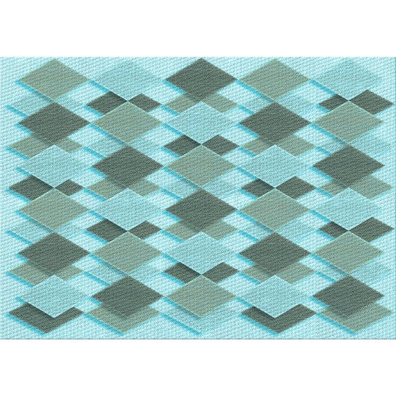 Ahgly Company Machine Washable Indoor Rectangle Transitional Tron Blue Area Rugs, 5' x 7'