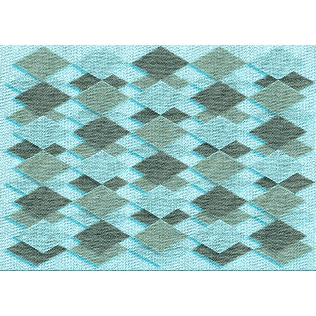 Ahgly Company Tapis Rectangulaire Lavable en Machine Intérieur Transitionnel Bleu, 7 Pieds x 10 Pieds