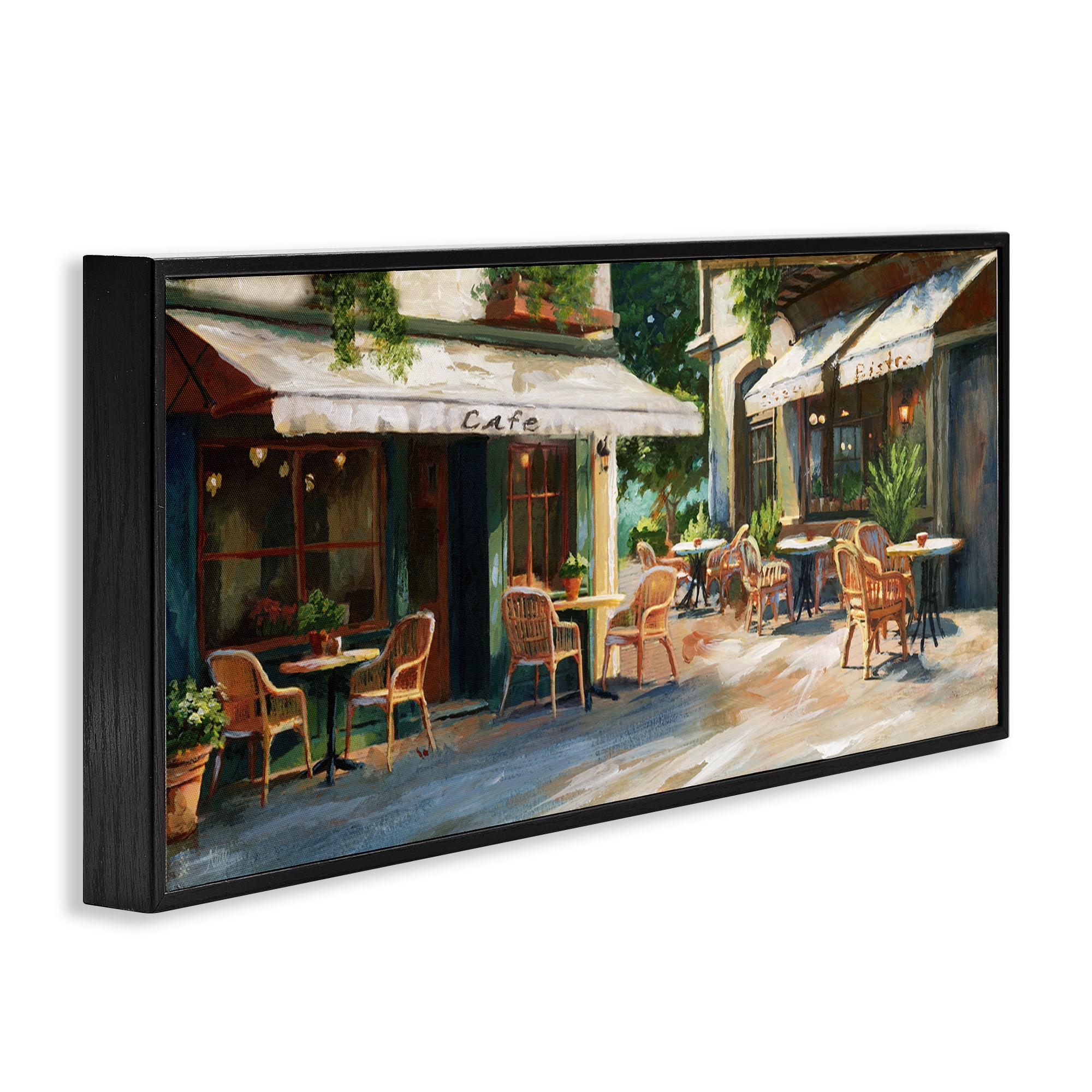 Stupell Industries Sunlit Outdoor Parisian Cafe Black Framed Giclee Art, design by Nan
