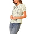 thumbnail image 4 of Allegra K Women's Floral Lace Trim Peter Pan Collar Blouse Tops, 4 of 6