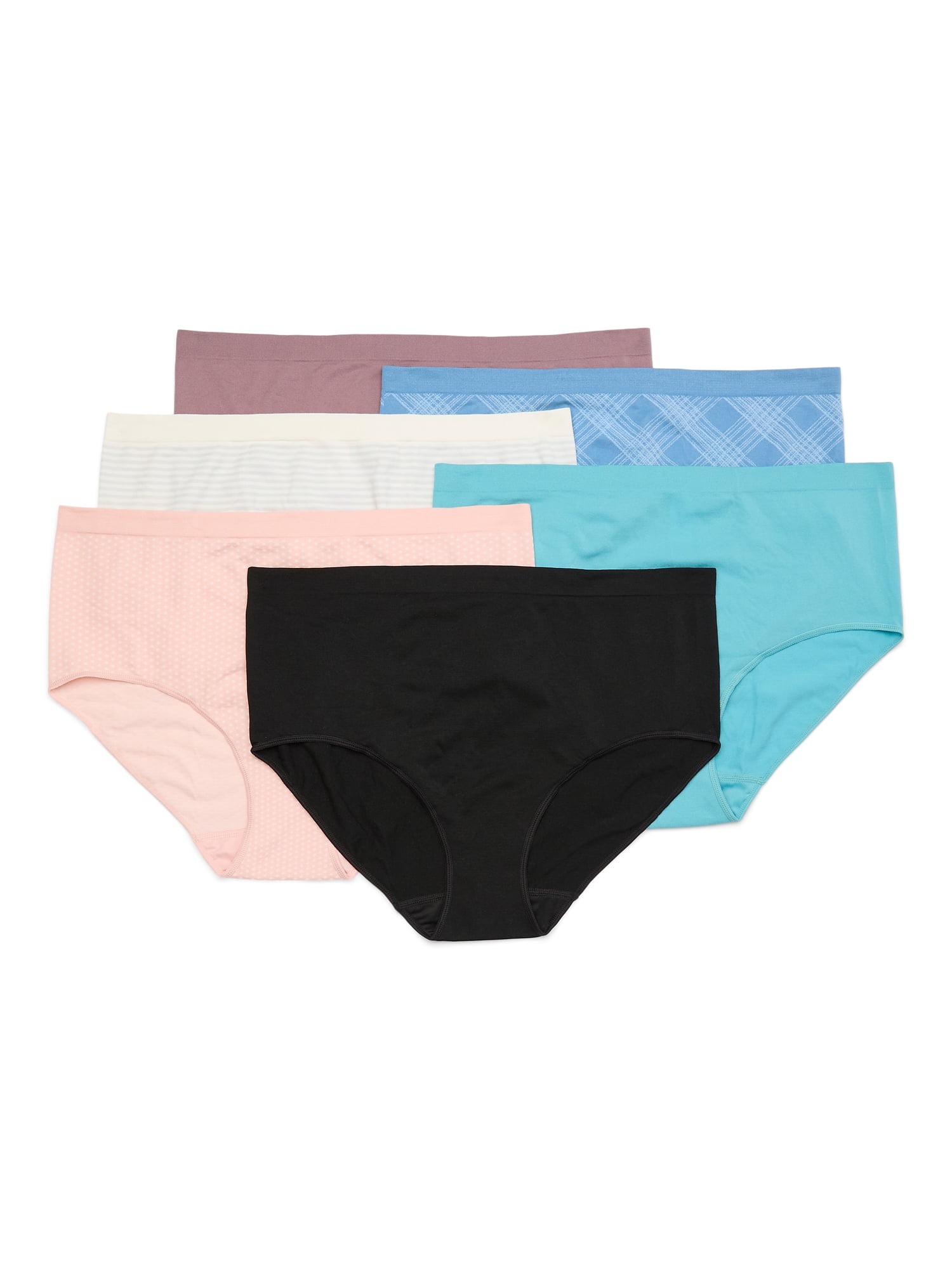 Joyspun Women's Seamless Brief Panties, 6-Pack, Sizes XS-XXXL