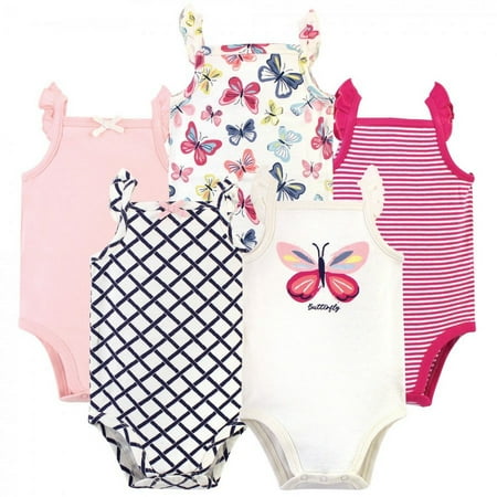 UPC: 0660168632972 | Touched by Nature Baby Girl Organic Cotton Bodysuits 5pk Bright Butterflies 6-9 Months
