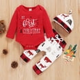 thumbnail image 2 of 3PCS Newborn Baby Boy Girls My 1st Christmas Outfits Long Sleeve Romper Pajamas+Drawstring Pants+Hat, 2 of 7