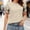 Khaki, variant on Women's Polka Dot Puff Sleeve Blouse Round Neck Ruched Cuff Short Sleeve Casual Tunic Top Lightweight Loose Fit for Summer Purple S