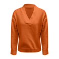 thumbnail image 4 of Breezora V Neck Knit Pullover Sweater Lightweight Long Sleeve Casual Fall Tops Womens 2025 Fashion Knitwear XXXL Size Orange, 4 of 5