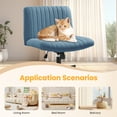 thumbnail image 4 of COOLHUT Office Chair Armless Criss Cross Legged Chair with Wheels, Linen Fabric Comfy Home Office Desk Chairs, Wide Seat Vanity Task Computer Chair, Navy Blue, 4 of 17