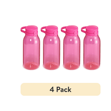 16 oz Plastic Chug Lid Water Bottle, Pink, No Straw (4 pack) Your Zone