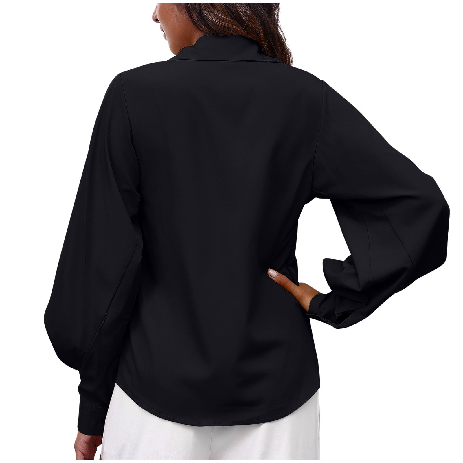 AXXD Black Basic Business Casual Tops for Women Summer 2024