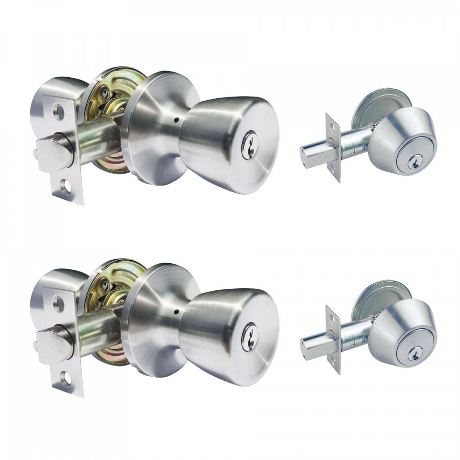 Locksets for Exterior doors and mobile home with deadbolt, 2 Pack Keyed